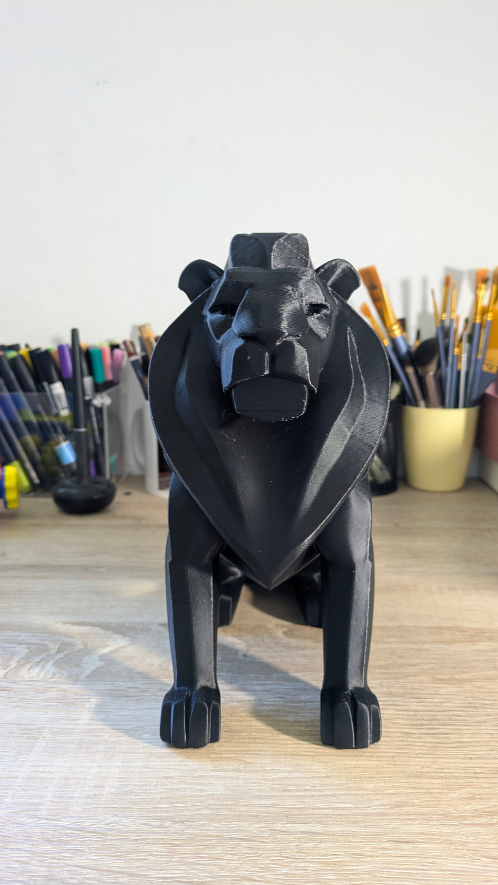 Sculpture Lion Low Poly • Décoration design • Impression 3D PLA • Style Low Poly • 22 cm • Déco bureau / maison