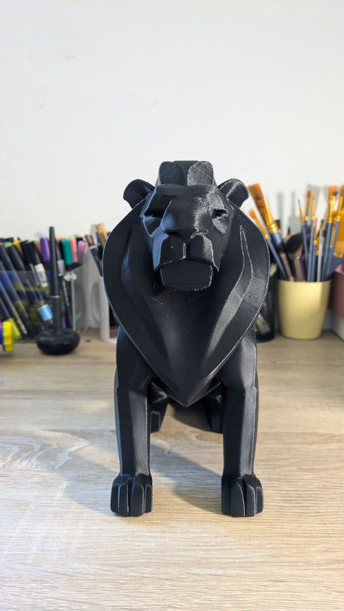 Sculpture Lion Low Poly • Décoration design • Impression 3D PLA • Style Low Poly • 22 cm • Fait main • Déco bureau / maison