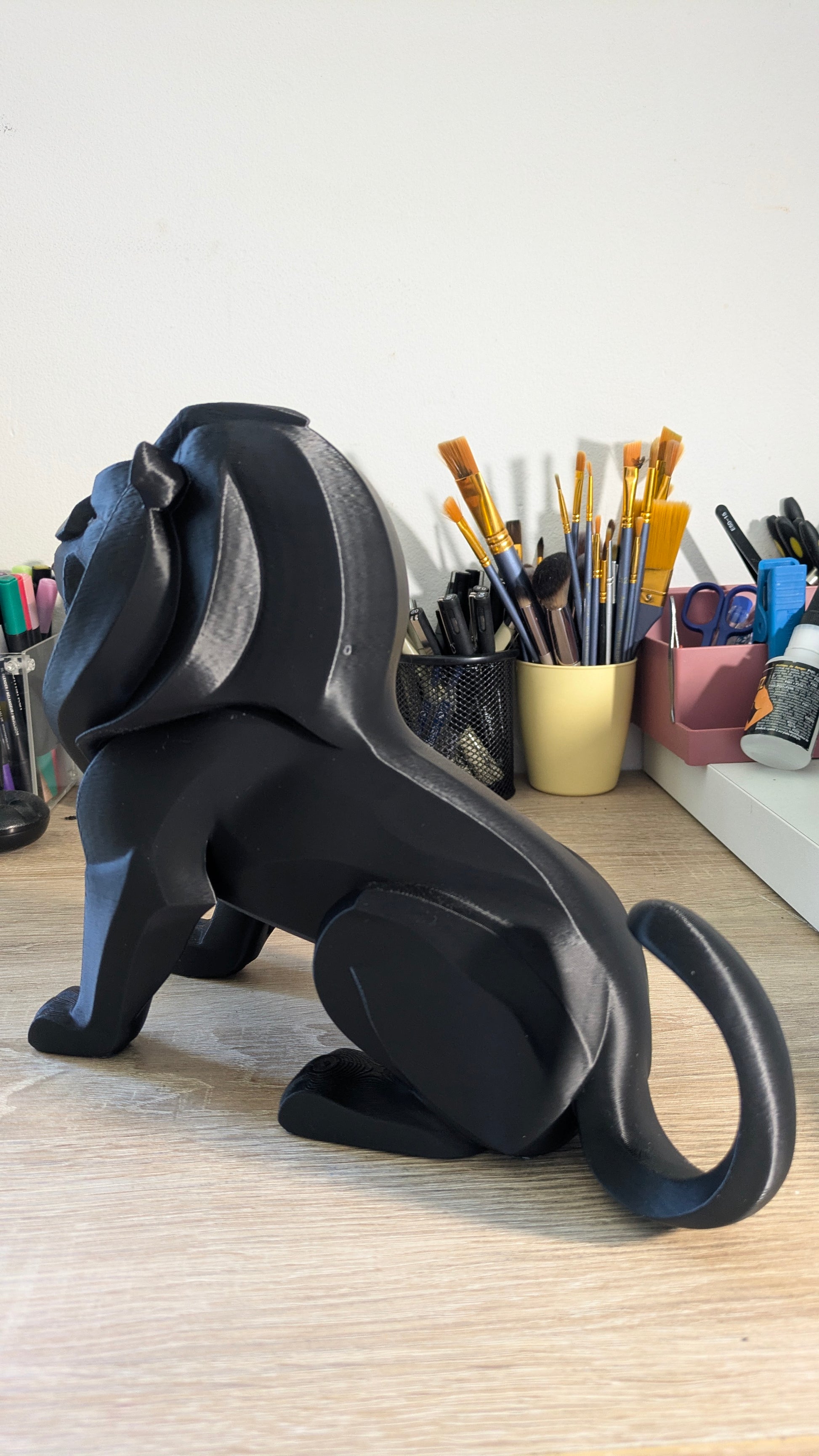 Sculpture Lion Low Poly • Décoration design • Impression 3D PLA • Style Low Poly • 22 cm • Déco bureau / maison