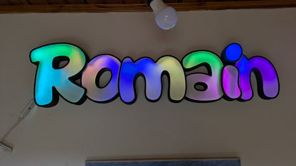 ✨ Enseigne lumineuse prénom ou Logo personnalisé – Décoration murale LED RGB