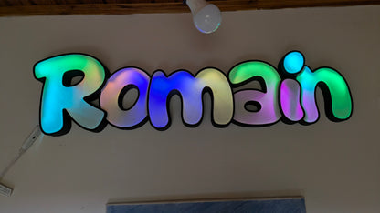 ✨ Enseigne lumineuse prénom ou Logo personnalisé – Décoration murale LED RGB