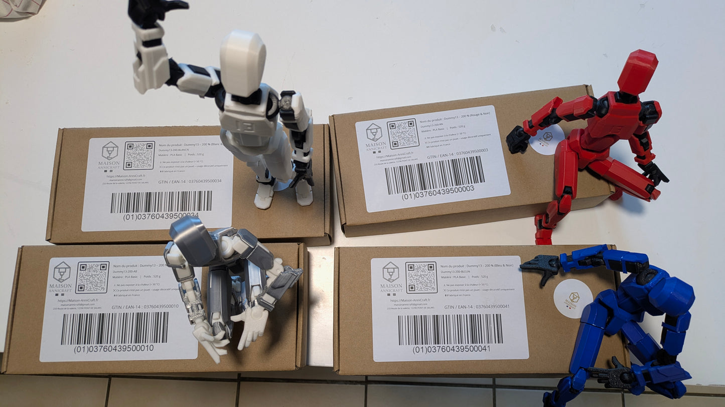 Figurine articulée Dummy13 XXL (27 cm) – Robot déco imprimé 3D – Articulations mobiles – Cadeau geek, bureau & maison